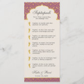 Art Deco Bloemen Lotus Indiaas & Hindoe Bruiloft Programma (Achterkant)