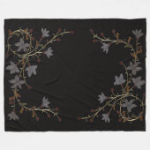 Art Deco Bloemen Op Zwart Fleece Deken (Voorkant (Horizontaal))