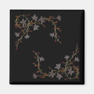 Art Deco Bloemen Op Zwart Magneet