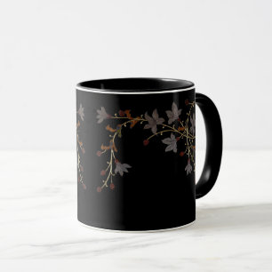 Art Deco Bloemen Op Zwart Mok