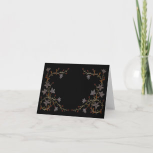 Art Deco Bloemen Op Zwart Notitiekaartje