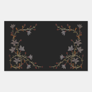 Art Deco Bloemen Op Zwart Rechthoekige Sticker
