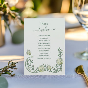 Art deco bloemen Tafelnummer Zitenkaart