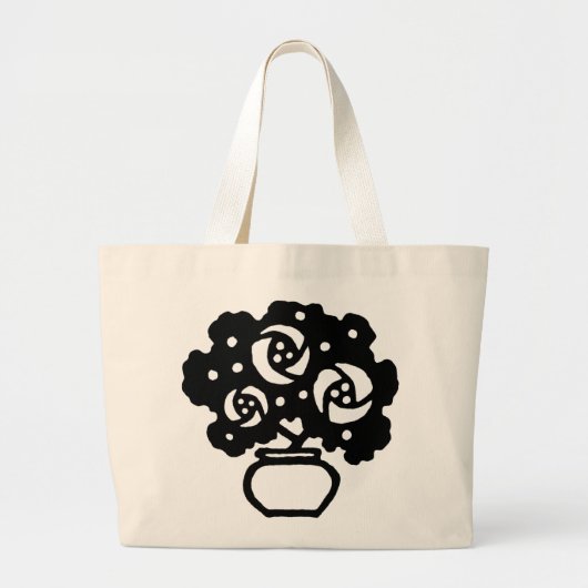 Art Deco Bloemen Totebag Grote Tote Bag (Voorkant)