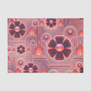 Art deco bloemenmotief geometrisch roze tissuepapier