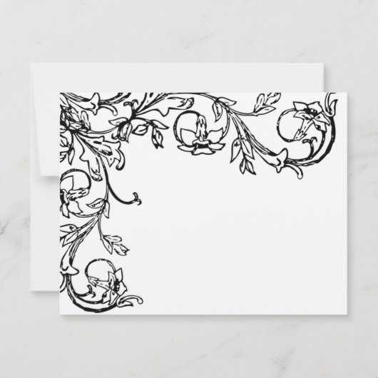 Art Deco Bloemenwerveling Trouwreceptie Kaart (Achterkant)