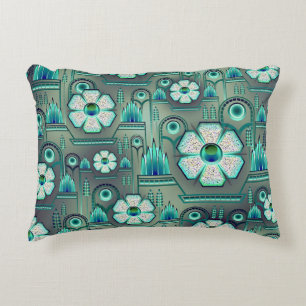 Art deco bloemmotief  geometrisch groen accent kussen