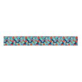 Art Deco-bloempatroon - blauw, turkooizen en rood Grosgrain Lint (Voorkant)