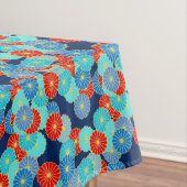 Art Deco-bloempatroon - blauw, turkooizen en rood Tafelkleed (Voorbeeld)