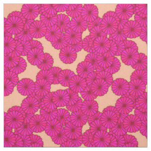 Art Deco-bloempatroon - diepe roze en perziken Stof