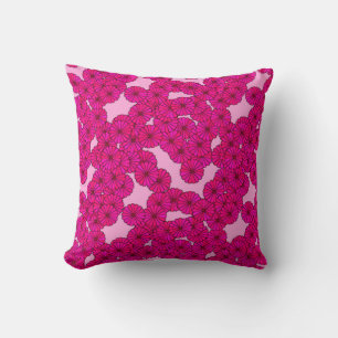 Art Deco bloempatroon - magenta op roze Kussen