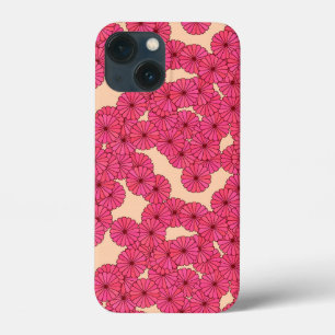 Art Deco bloempatroon - roze en perzik iPhone 13 Mini Hoesje