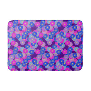 Art Deco-bloempatroon - violet, blauw en paars Badmat