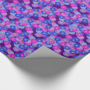 Art Deco-bloempatroon - violet, blauw en paars Cadeaupapier