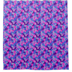 Art Deco-bloempatroon - violet, blauw en paars Douchegordijn