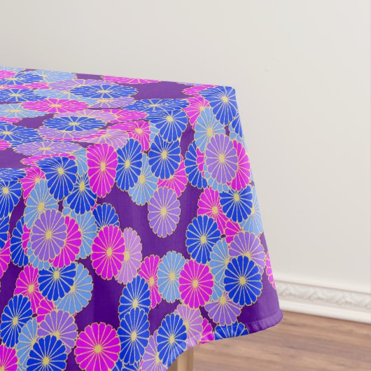 Art Deco-bloempatroon - violet, blauw en paars Tafelkleed (Voorbeeld)