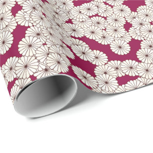Art Deco-bloempatroon - wit op een kruit Cadeaupapier