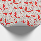 Art Deco-bloempatroon - wit op rood Cadeaupapier (Hoek)