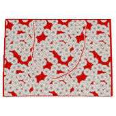 Art Deco-bloempatroon - wit op rood Large Cadeautasje (Voorkant)