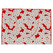 Art Deco-bloempatroon - wit op rood Large Cadeautasje (Achterkant)