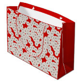 Art Deco-bloempatroon - wit op rood Large Cadeautasje (Achterkant Gekanteld)