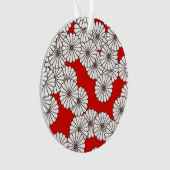 Art Deco-bloempatroon - wit op rood Ornament (voorkant)