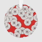 Art Deco-bloempatroon - wit op rood Ornament (voorkant)