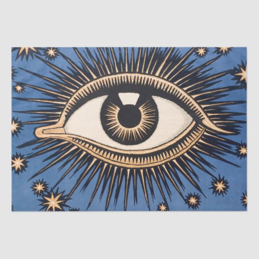 Art Deco Blue All Seing Eye Great Gatsby 1920's Tissuepapier (Voorkant)