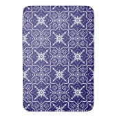 Art Deco Blue en White, Abstract vertakt patroon Badmat (Voorkant Verticaal)