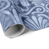 Art Deco Blue Fans en Scroll Work Cadeaupapier (Rol Hoek)