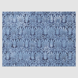 Art Deco Blue Fans en Scroll Work Decoupage Tissuepapier