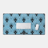 Art Deco Blue Gatsby Style Pauw Patroon Bureaumat (Keyboard & Muis)