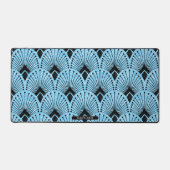 Art Deco Blue Gatsby Style Pauw Patroon Bureaumat (Voorkant)
