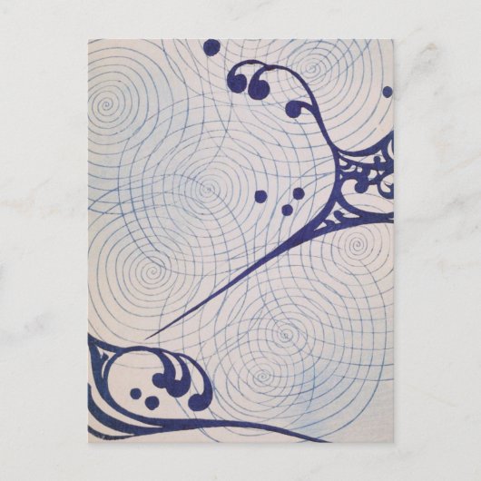Art Deco Blue Waves Briefkaart (Voorkant)