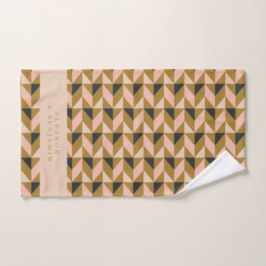 Art Deco Blush Gold Black Weddenschap Aangepast Bad Handdoek (Handdoek)