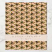  Art Deco Blush Gold Black Weddenschap Aangepast Wijn Etiket (Enkel label)