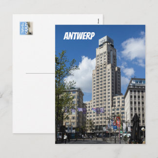 Art Deco Boerentoren Cityscape, Antwerp Feestdagenkaart