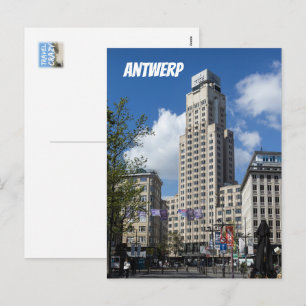 Art Deco Boerentoren stadsgezicht, Antwerpen Feestdagenkaart