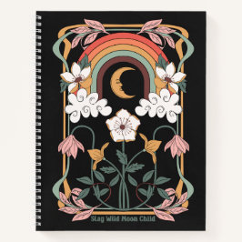 Art deco boho cottagecore Blijf wild maan kind Notitieboek