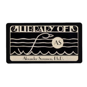  Art Deco Bookplate Gepersonaliseerd Monogram Etiket