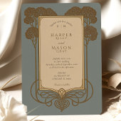 Art Deco Boom & Scrollwork Huwelijk Kaart