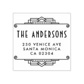 Art Deco Border Aangepaste familienaam Terug Adres Rubberstempel (Afrduk)