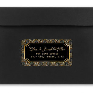 Art Deco Borduurwerk-Stijl Retouradres Label