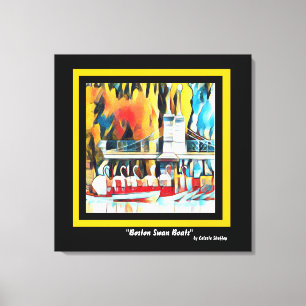Art Deco Boston Swan Boats Canvas Afdruk