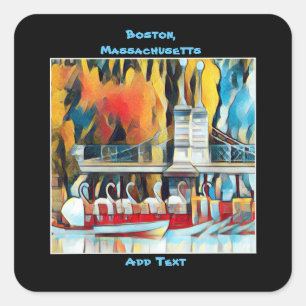 Art Deco Boston Swan Boats Vierkante Sticker