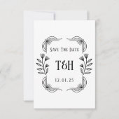 Art Deco Botanisch Monogram Trouw Save The Date Kaart (Voorkant)