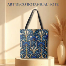 Art Deco botanisch patroon. saffierblauw