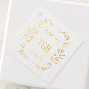 Art Deco Botanische Folie Huwelijksgunstlabels Bedankjes Labels