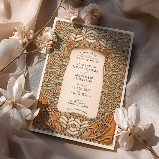  Art Deco Botanische Lijst bruiloft Kaart