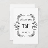 Art Deco Botanische Monogram Trouw Save The Date Kaart (Voorkant / Achterkant)